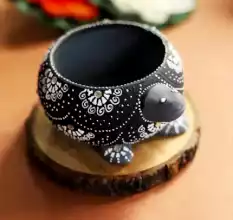 Handicraft Washable Terracotta Modern Turtle Diya Tealight T-Light Holder - Grey